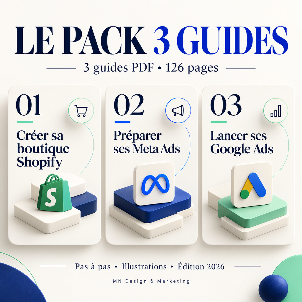 Le Pack 3 guides — Shopify + Meta Ads + Google Ads | Édition 2026